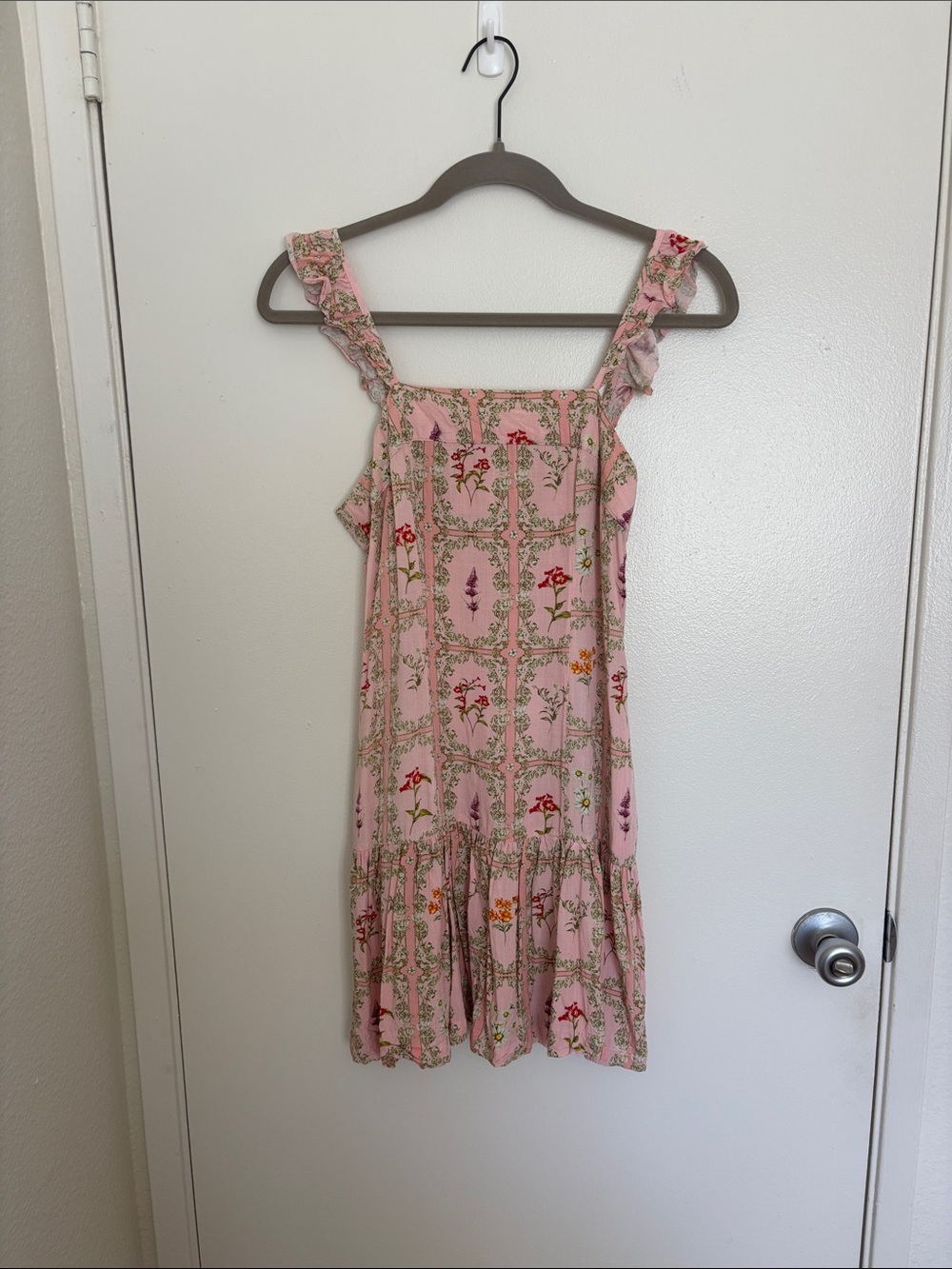 Agua Bendita for Target Pink Floral Ruffle-Strap Mini Dress